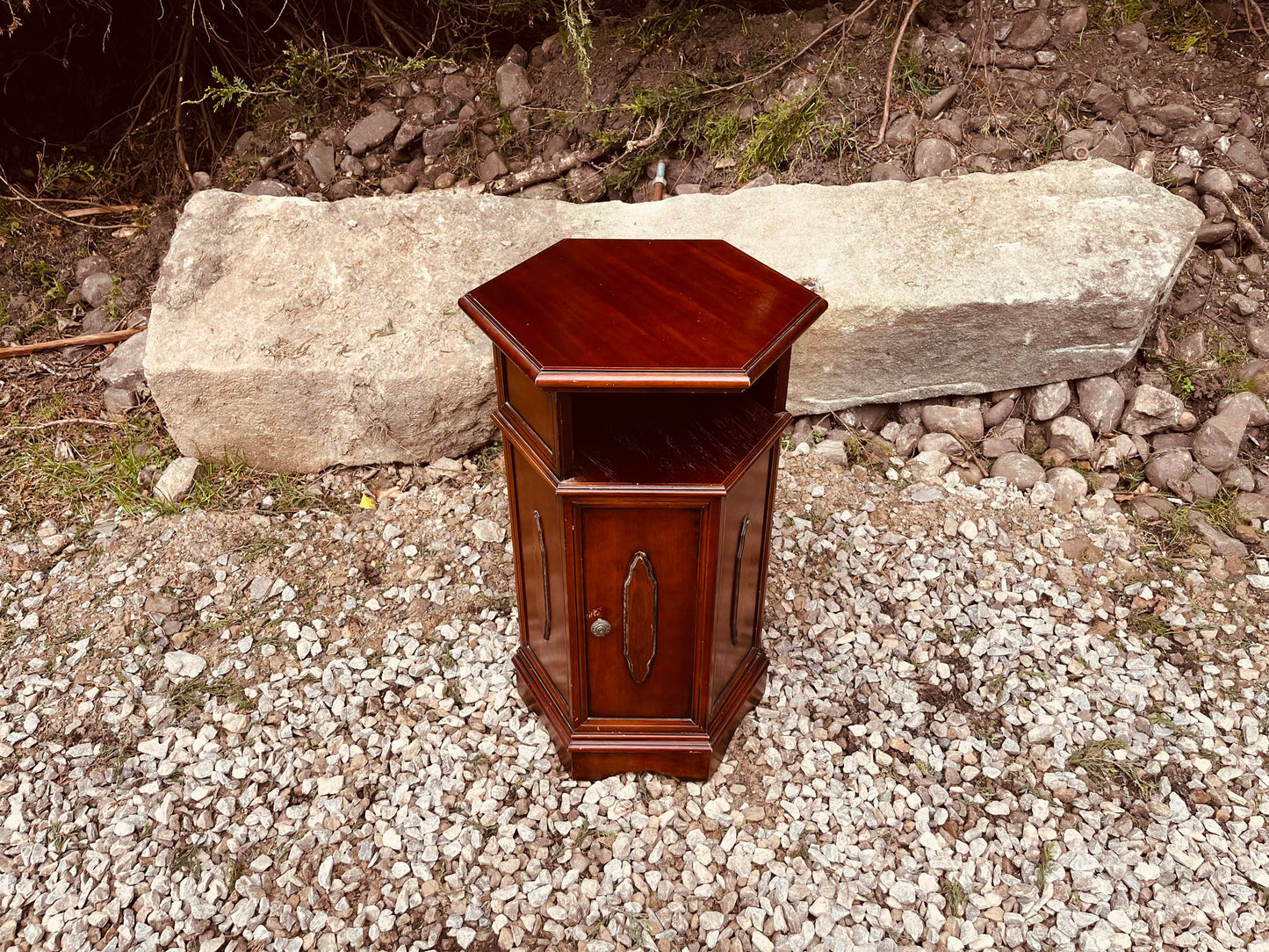 Antique Edwardian Mahogany Hexagonal Telephone Table Cabinet, Circa 1900
