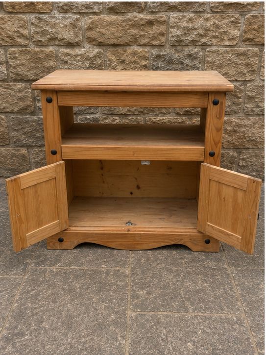 Vintage Pine TV Cabinet | Rustic Farmhouse Storage Unit | Mexican Pine Media Stand