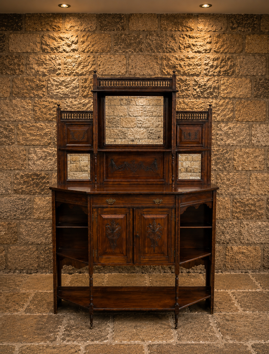 Antique Victorian Aesthetic Movement Mirrored Sideboard – Circa 1885 – Anglo-Japanese Buffet