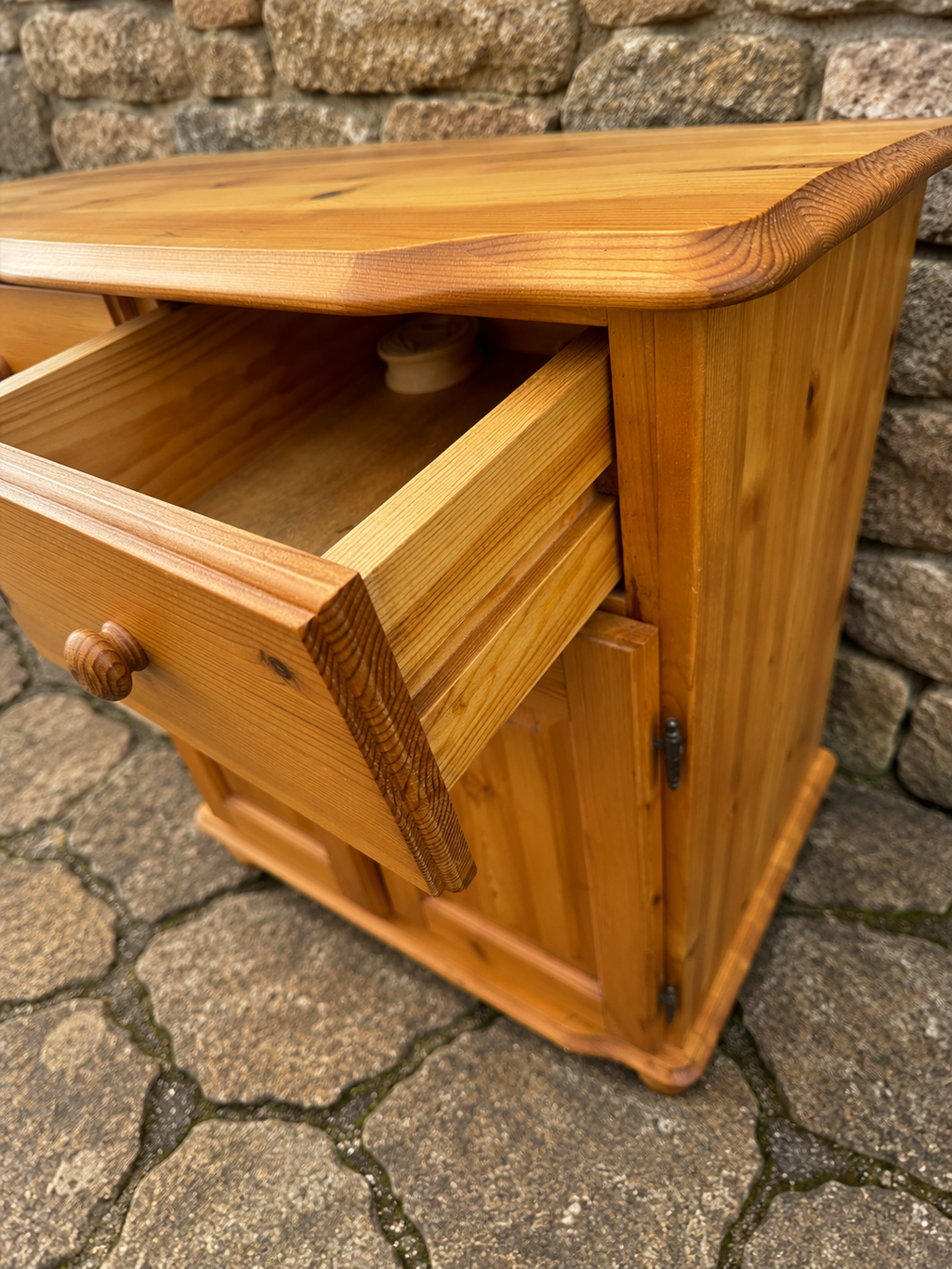 Vintage Pine Bedside Cabinet | Rustic Farmhouse Storage Cupboard | Country Pine Side Cabinet | Cottage Bedroom Cabinet