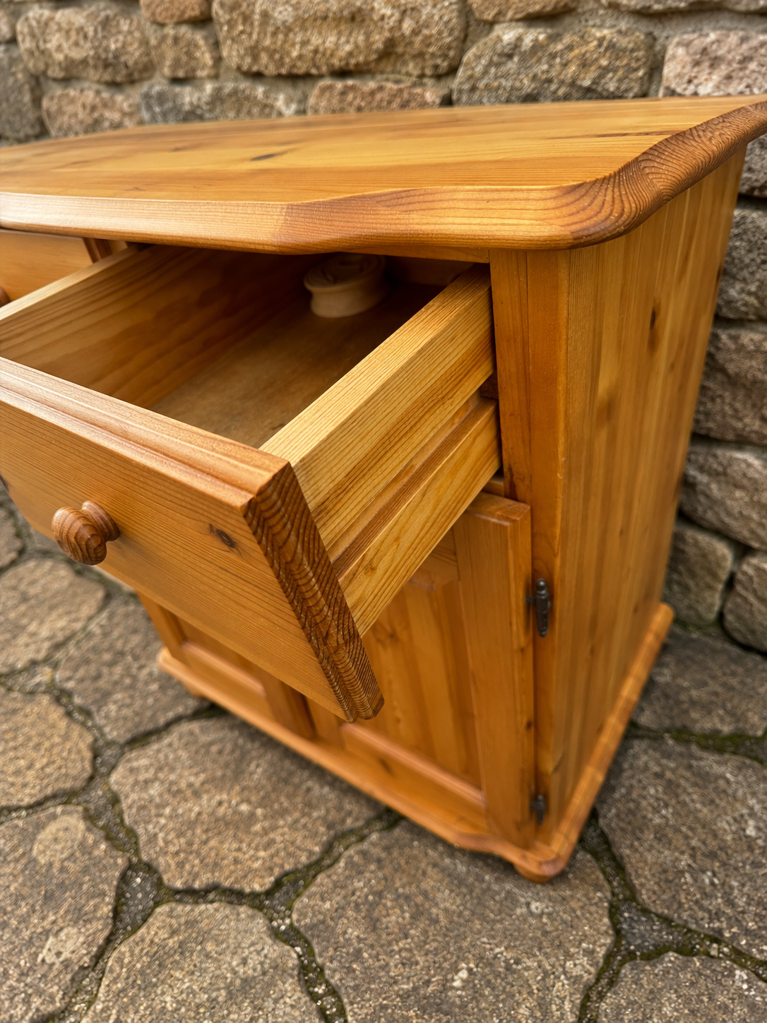 Vintage Pine Bedside Cabinet | Rustic Farmhouse Storage Cupboard | Country Pine Side Cabinet | Cottage Bedroom Cabinet