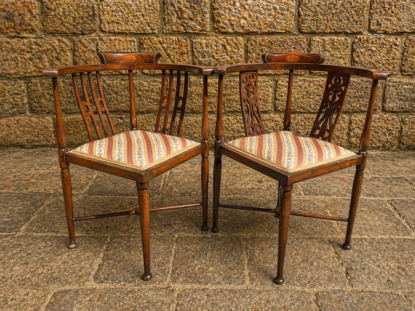 Pair of Edwardian Mahogany Occasional Armchairs c.1900–1915
