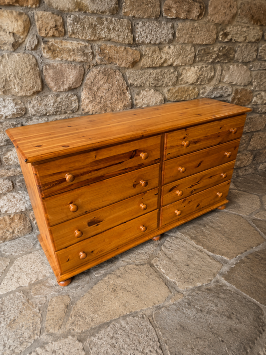 Large Solid Pine Farmhouse Chest of Drawers