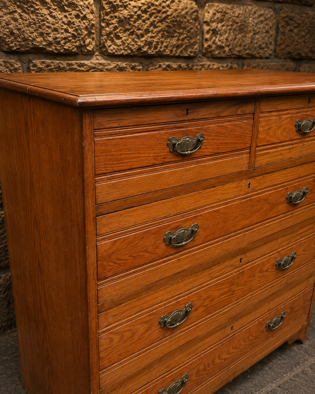 Antique Victorian Pine Chest of Drawers – Circa 1890 – Country House Five Drawer Chest