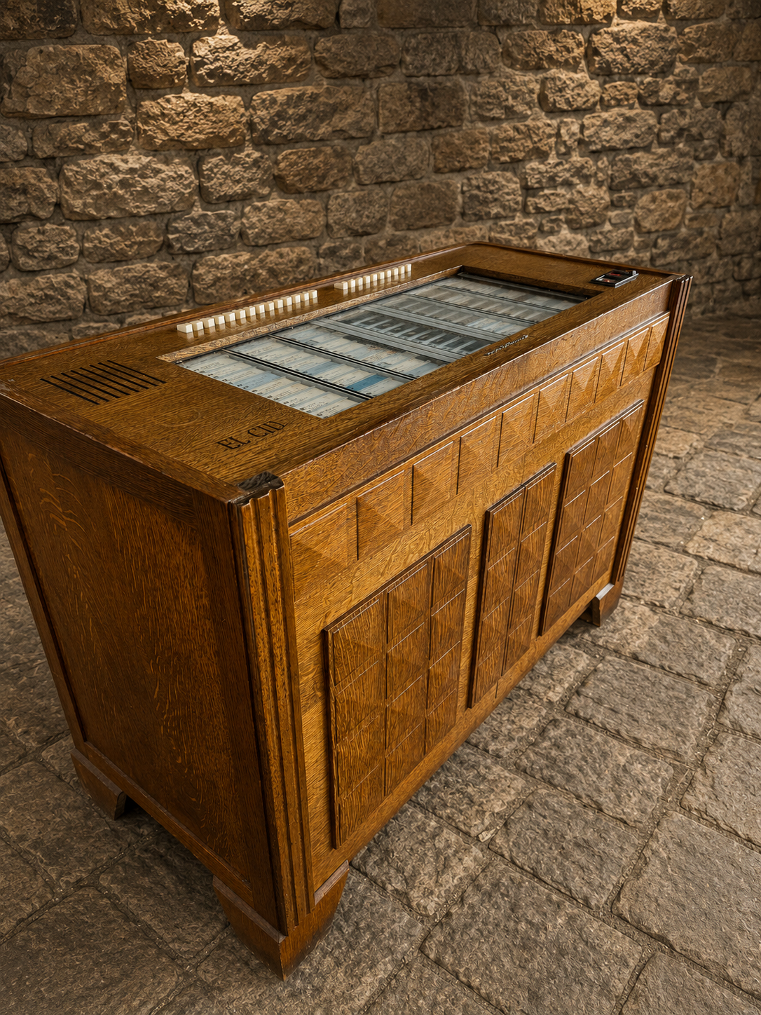 Rare 1960s Wilhelm Harting M40T Oak Jukebox Wall Selector Console