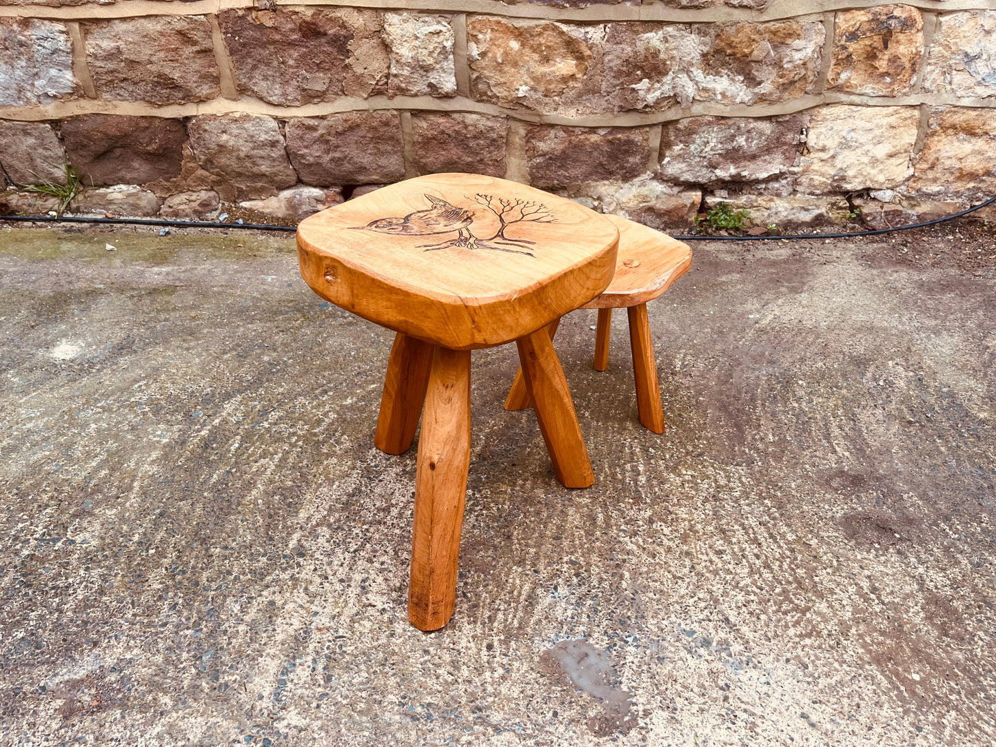 Handmade Solid Wood Stool Set