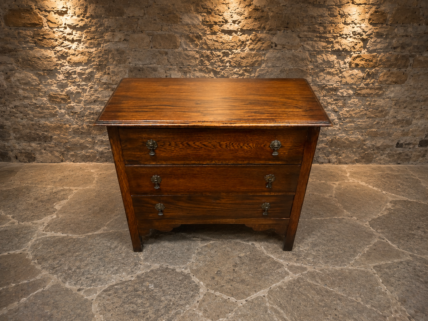Victorian Tiger Oak Chest of Drawers | Antique Solid Oak 3 Drawer Chest | English Circa 1890–1910
