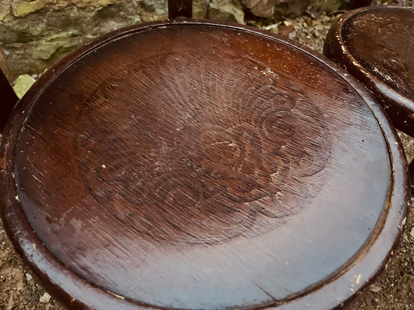 Pair of Vintage Bentwood Café Chairs with Embossed Seats