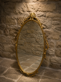 Large Ornate Gilt Rococo Revival Oval Wall Mirror – Victorian Style French Louis XV Decorative Gold Mirror