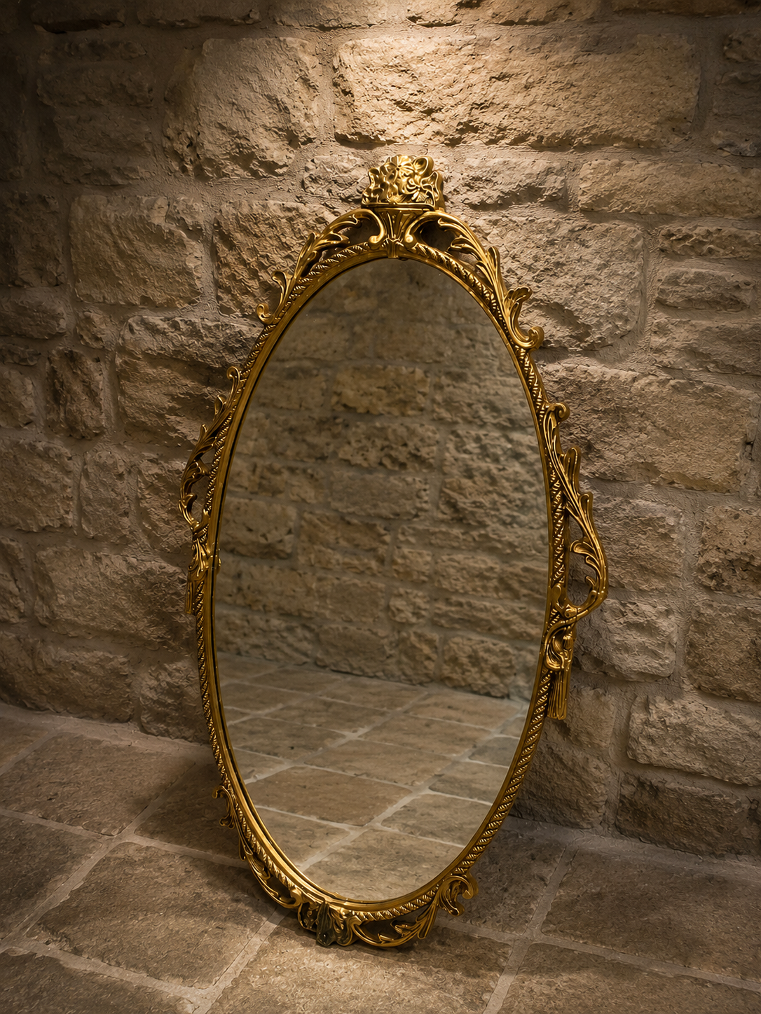 Large Ornate Gilt Rococo Revival Oval Wall Mirror – Victorian Style French Louis XV Decorative Gold Mirror