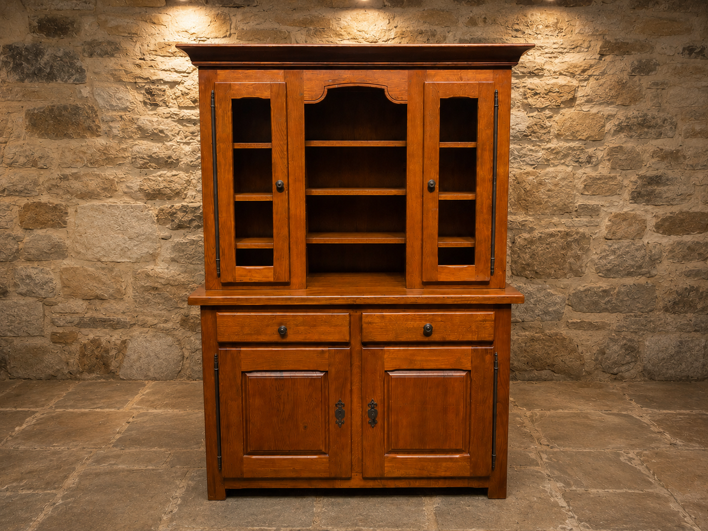 Solid Oak Farmhouse Dresser – Large Country Kitchen Display & Storage Cabinet