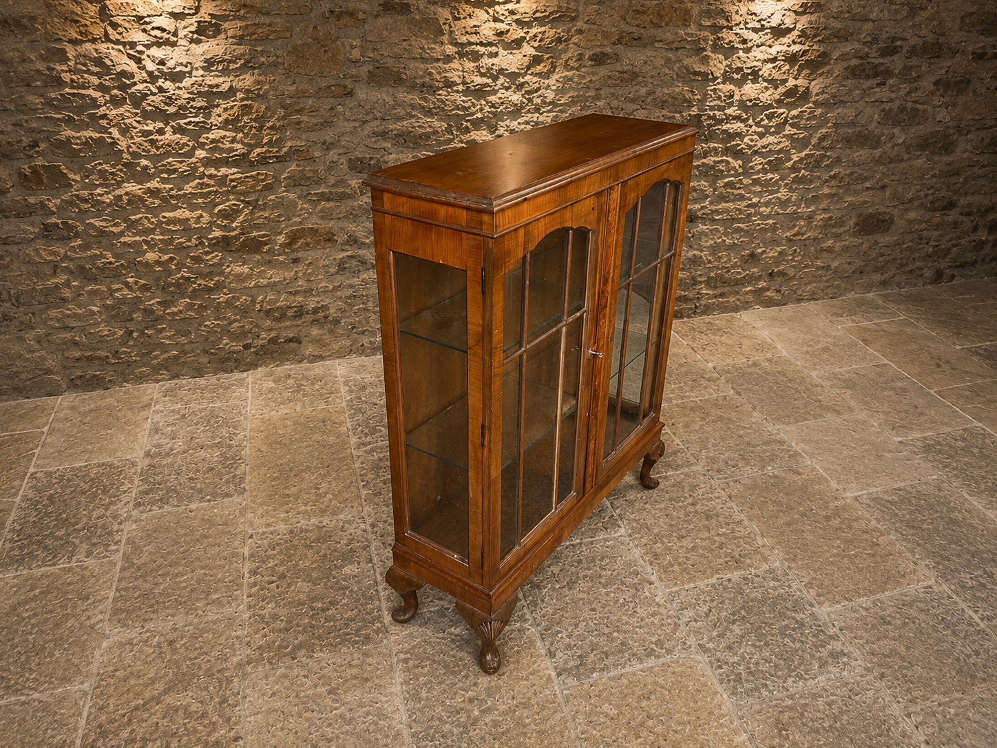 Edwardian Flame Mahogany Display Cabinet | Antique Glazed Bookcase | c.1910–1925