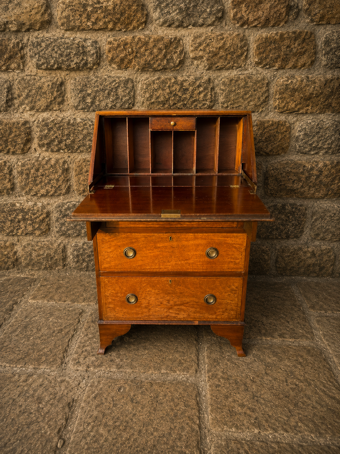 Antique Edwardian Mahogany Bureau Chest – Inlaid Fall Front Writing Desk