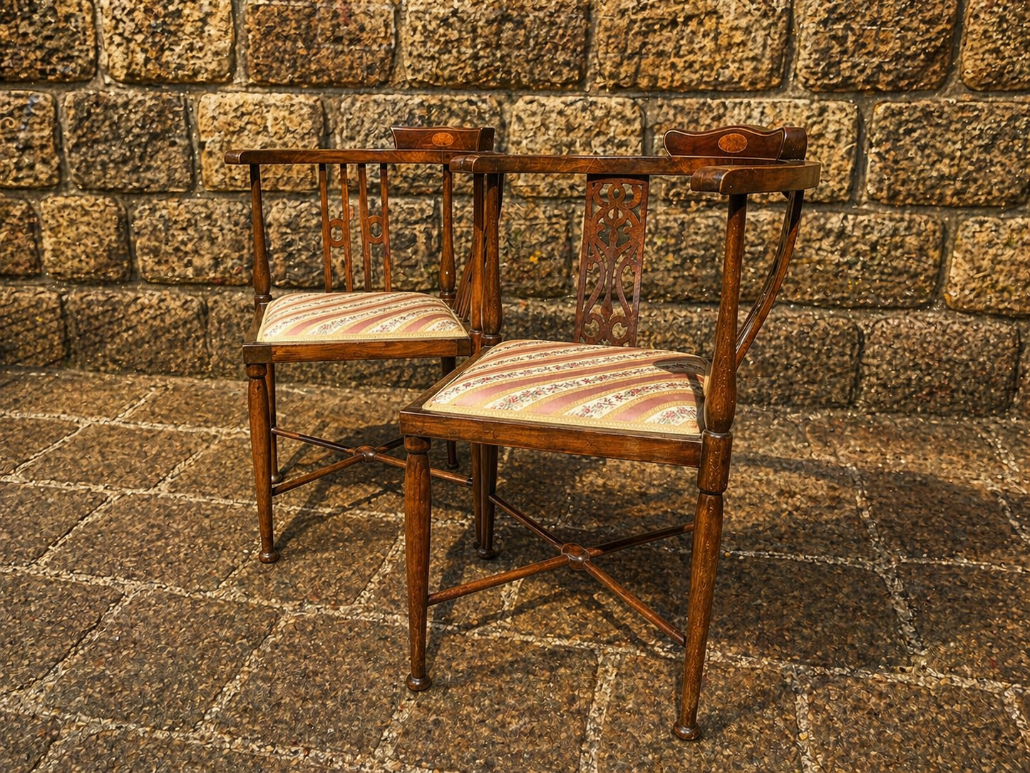 Pair of Edwardian Mahogany Occasional Armchairs c.1900–1915
