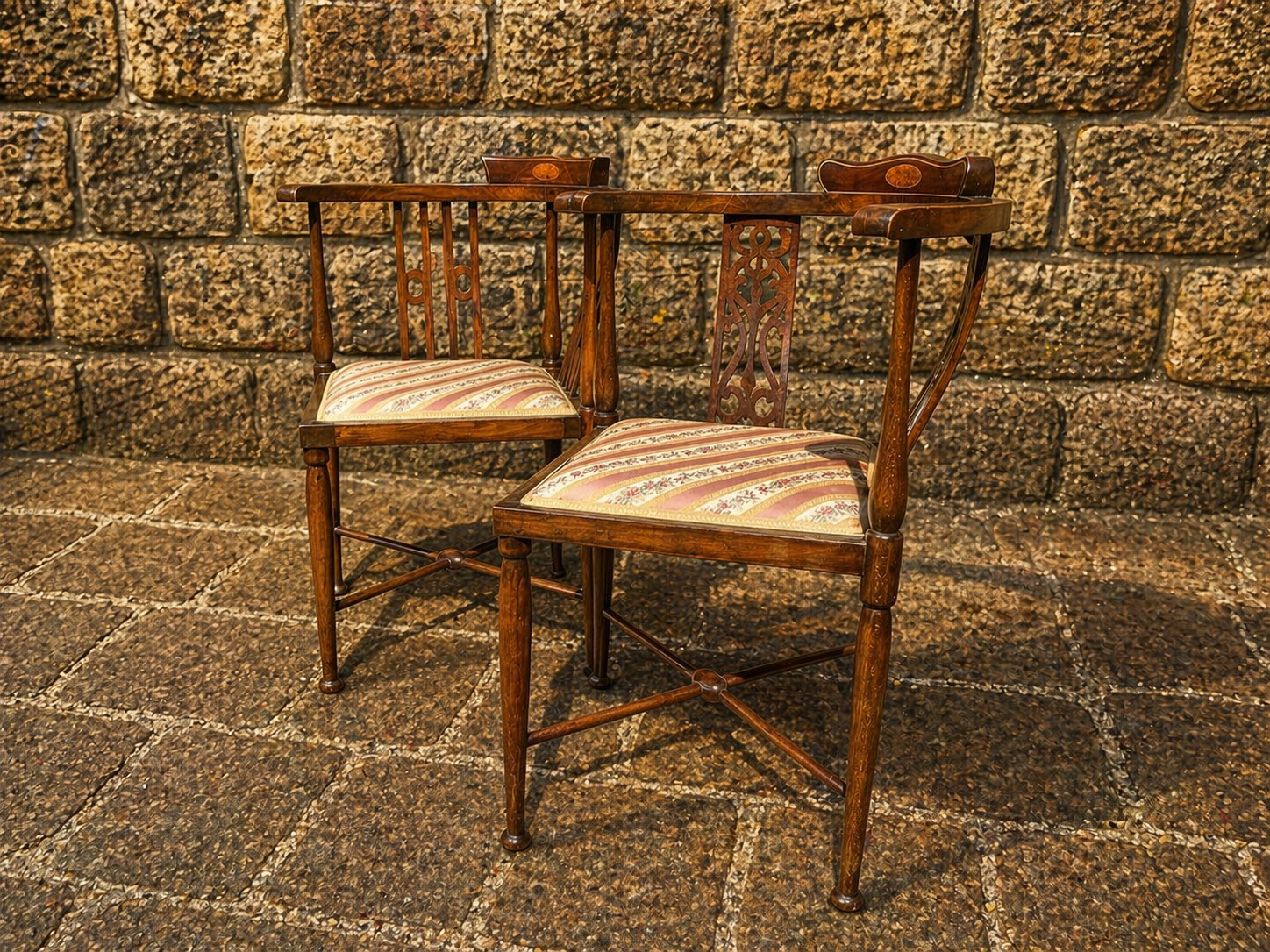 Pair of Edwardian Mahogany Occasional Armchairs c.1900–1915