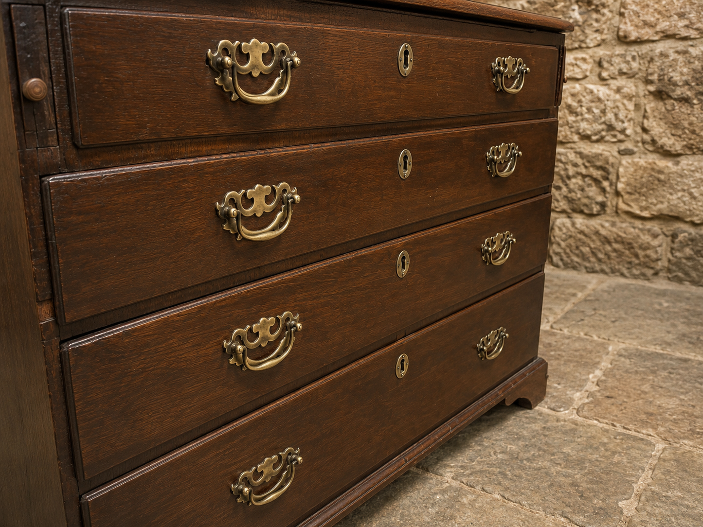 Vintage Oak Georgian Style Bureau Desk with Fitted Interior