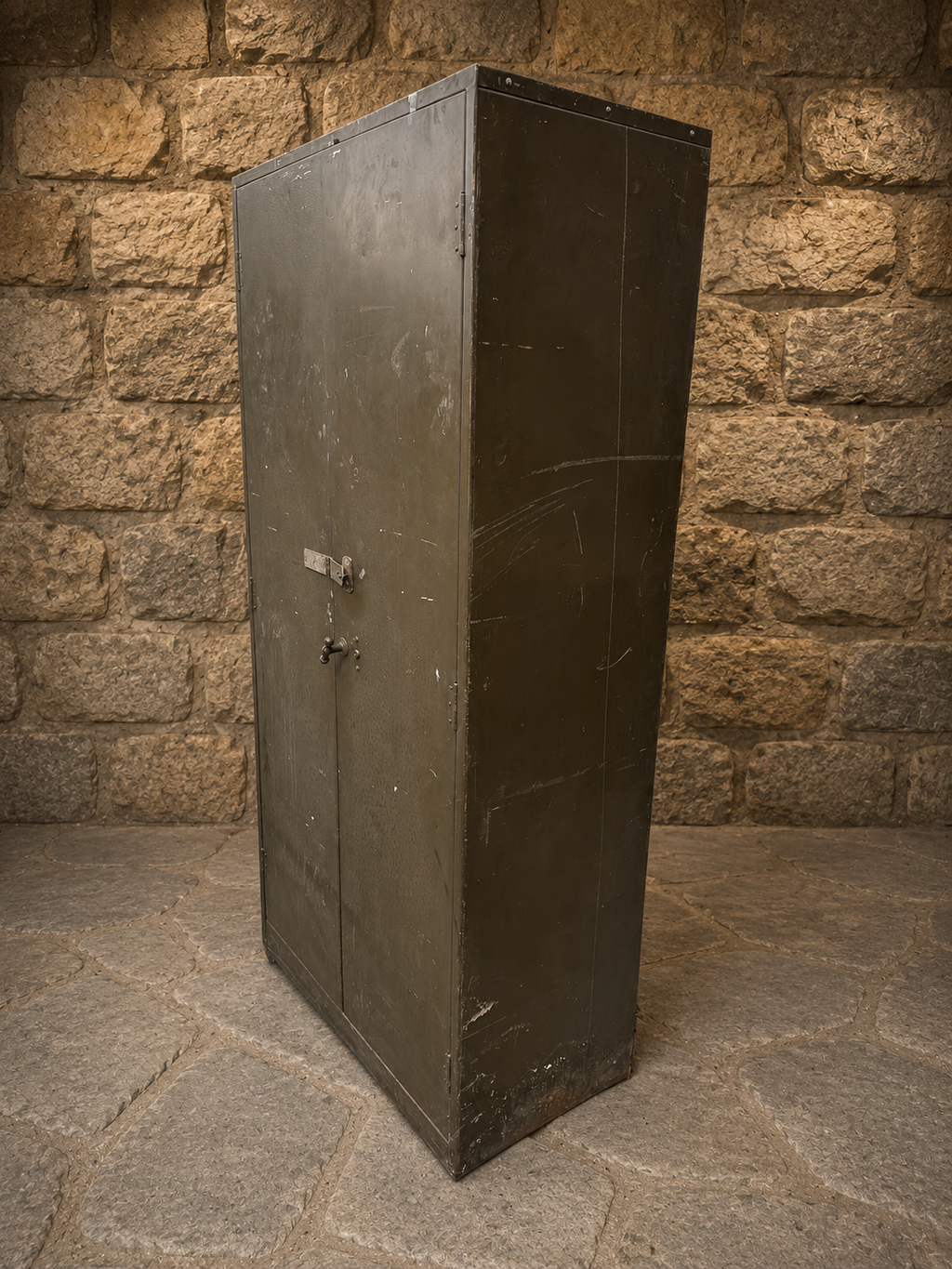 Vintage Industrial Steel Storage Cabinet | Military Green Metal Cupboard | Mid Century Factory Shelving Unit