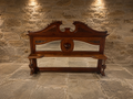 Antique Late Victorian Mahogany Overmantel Mirror – Arts & Crafts Fireplace Mirror with Bevelled Glass & Display Shelf