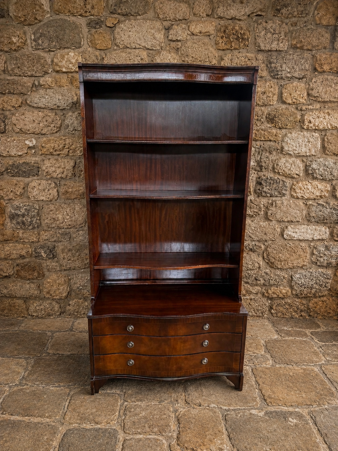 Vintage Mahogany Georgian Revival Open Bookcase