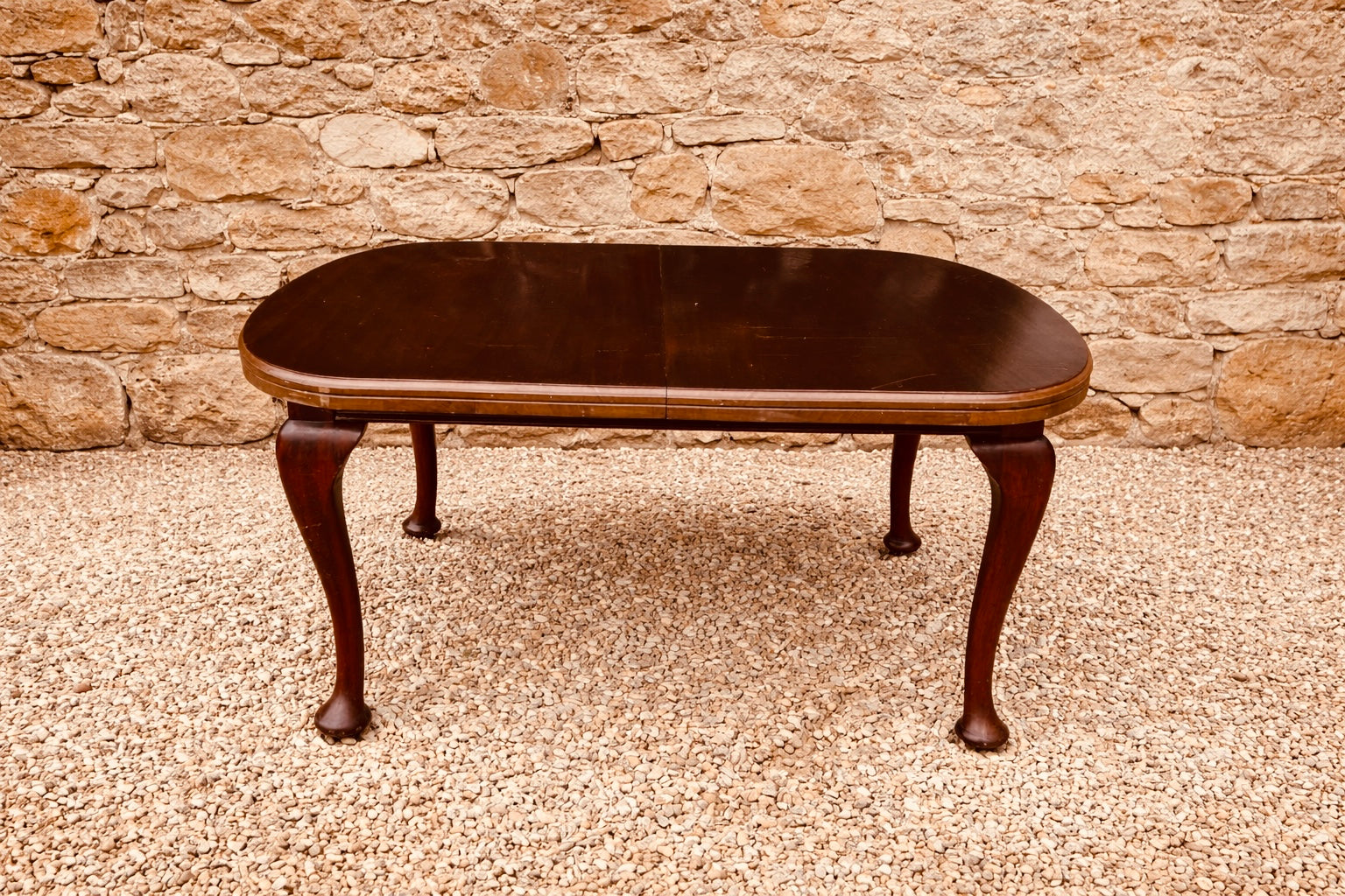 Vintage Mahogany Dining Table – Oval Queen Anne Style