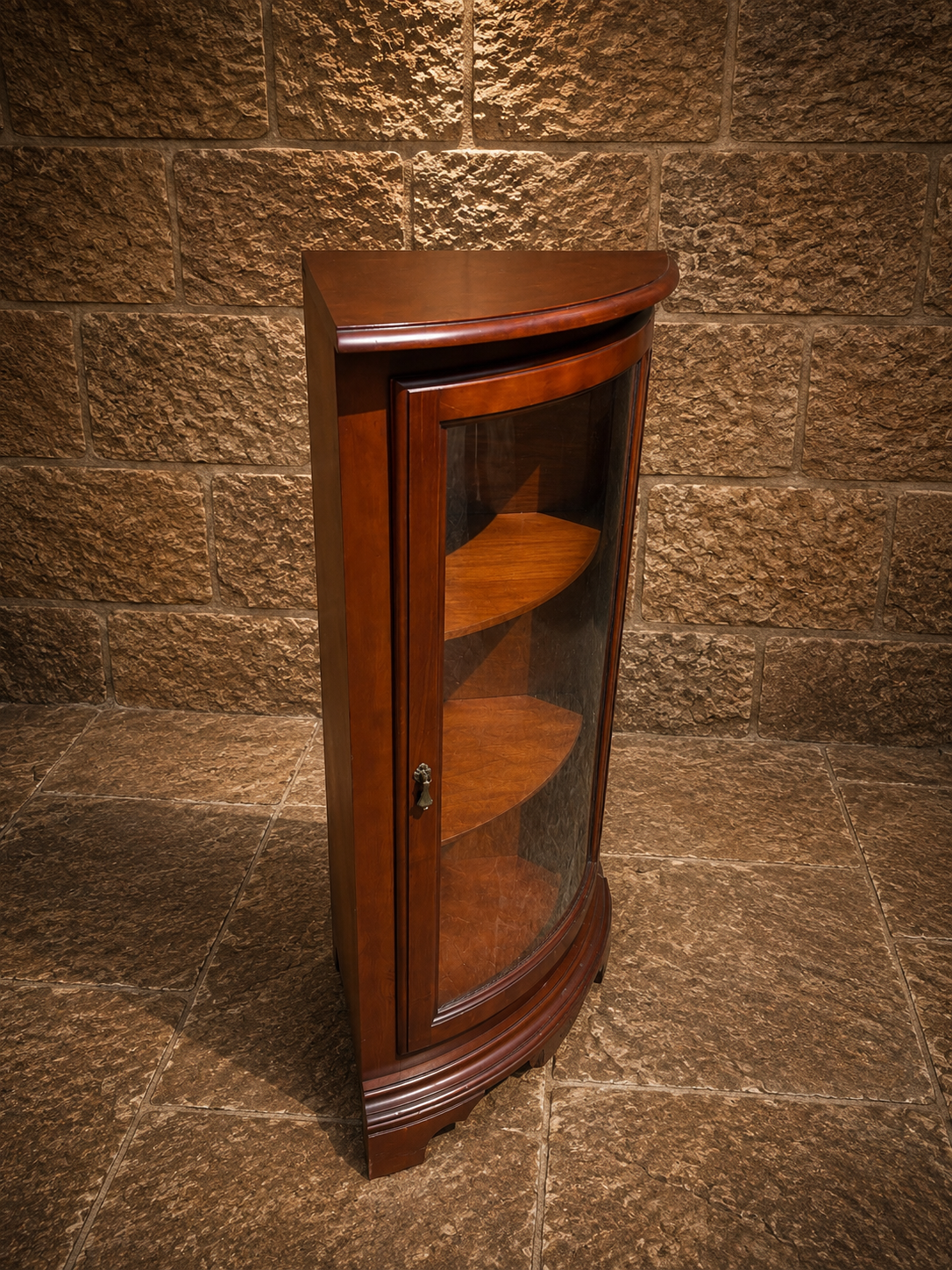 Vintage Mahogany Corner Display Cabinet | Georgian Style Glazed Curio Cabinet | Corner Display Cupboard