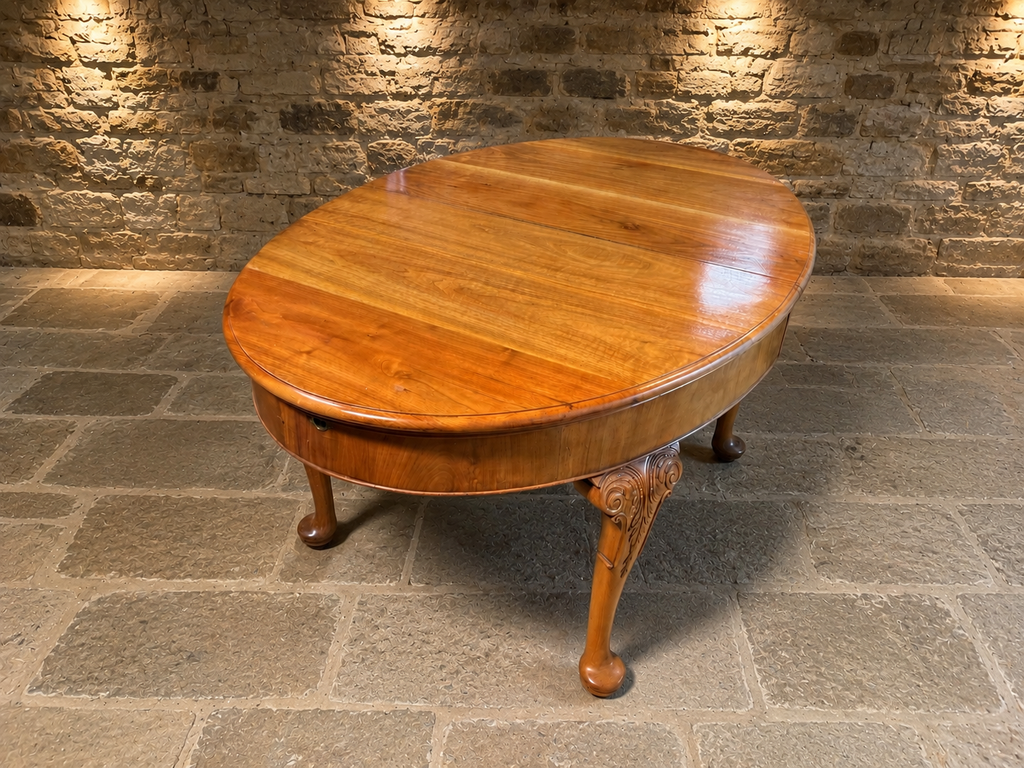 Large Georgian Style Yew Extending Dining Table | Oval Dining Table | Seats 6–8