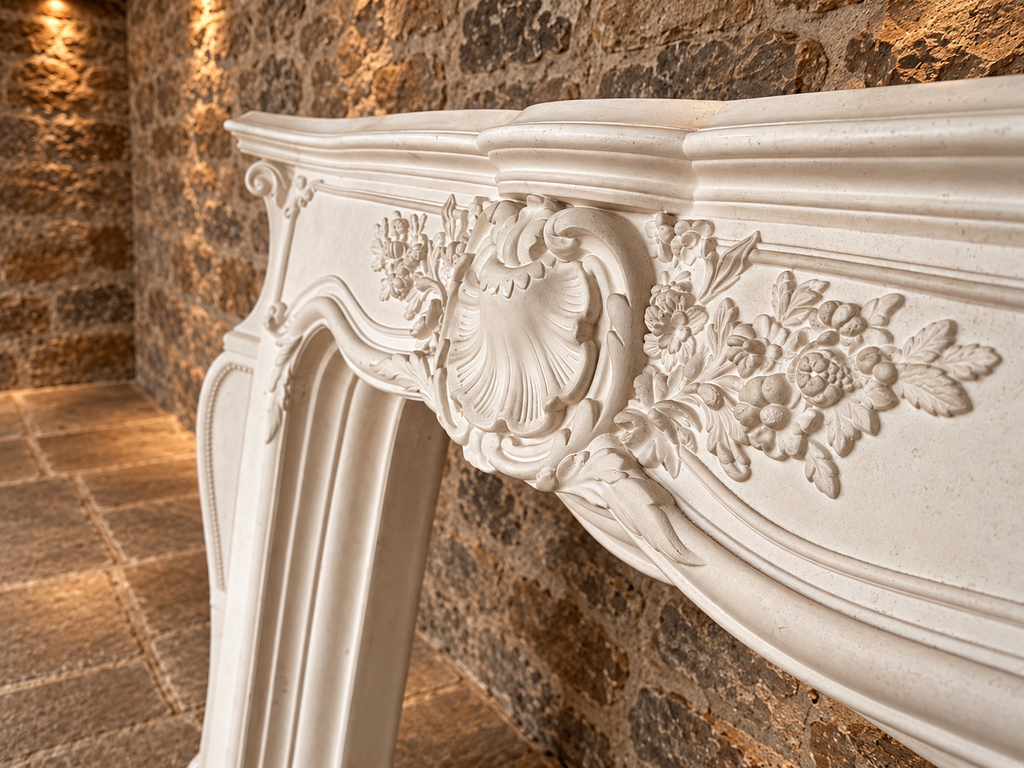 Large Louis XV Style Rococo Fireplace Surround – Ornate French Style Mantel