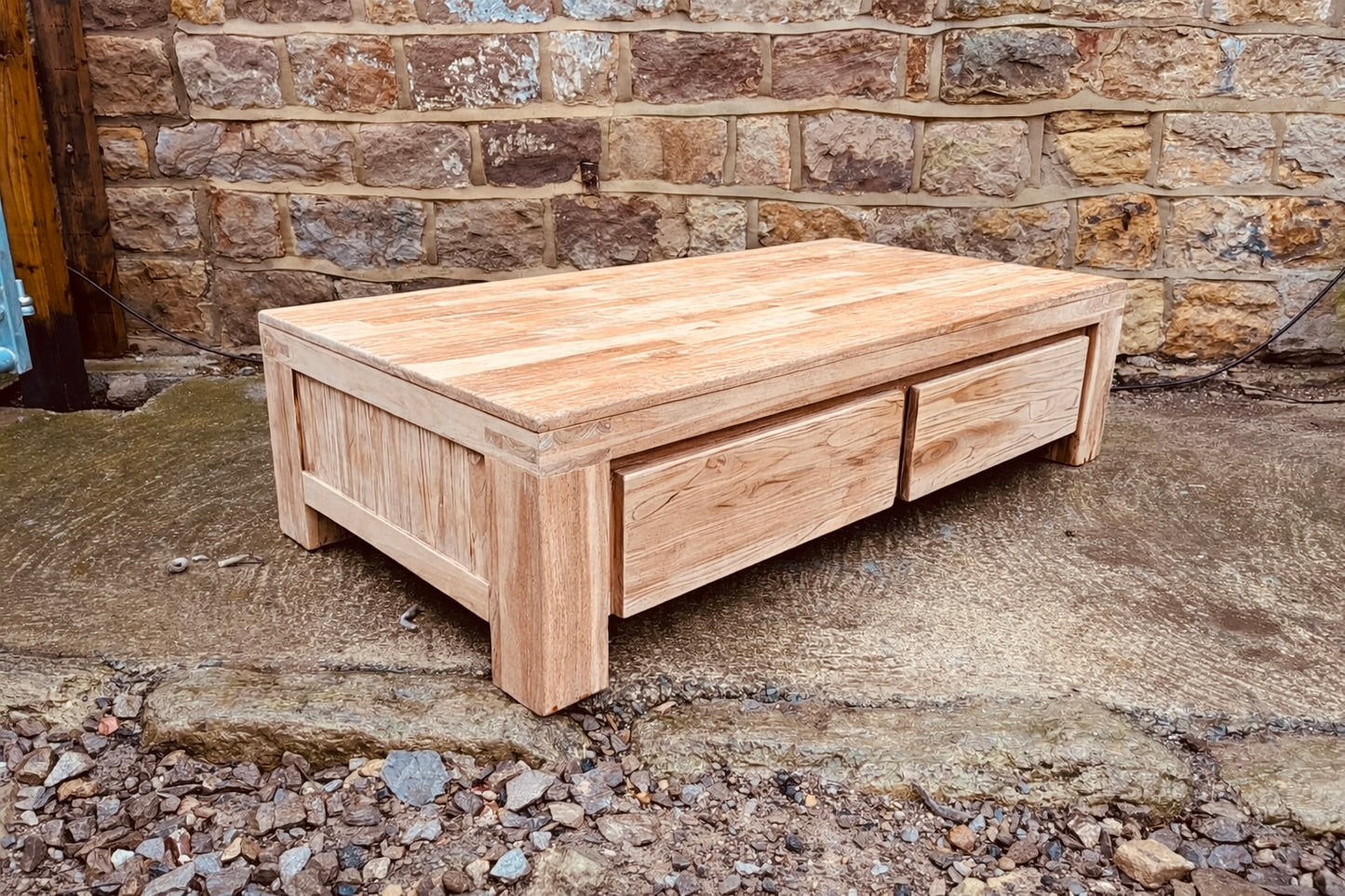 Solid Wood Coffee Table with Integrated Drawer Storage