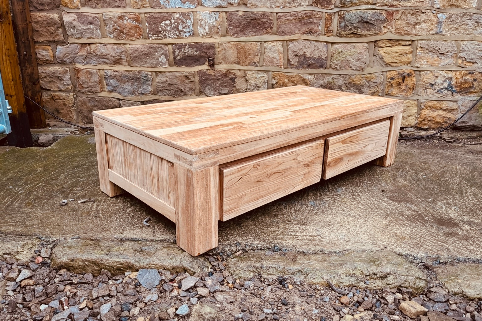 Solid Wood Coffee Table with Integrated Drawer Storage