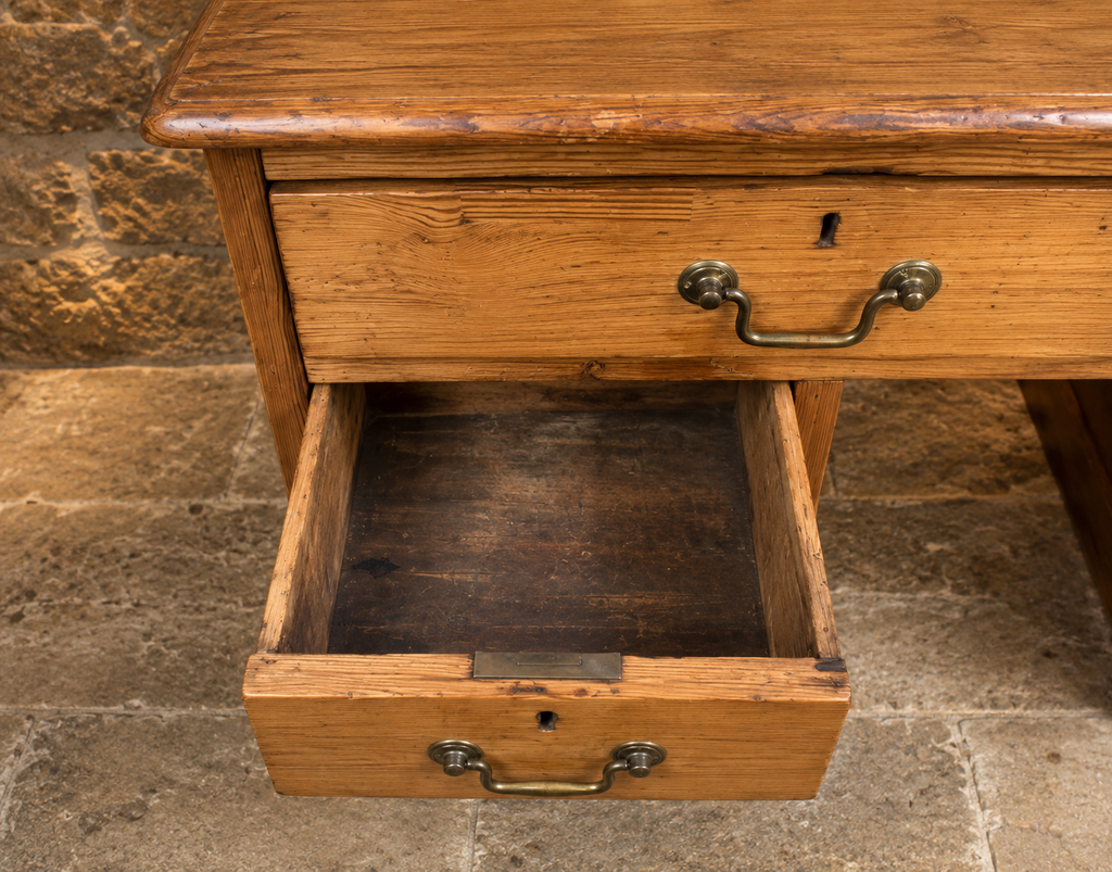 Antique Victorian Pitch Pine Pedestal Desk – Country House Writing Desk