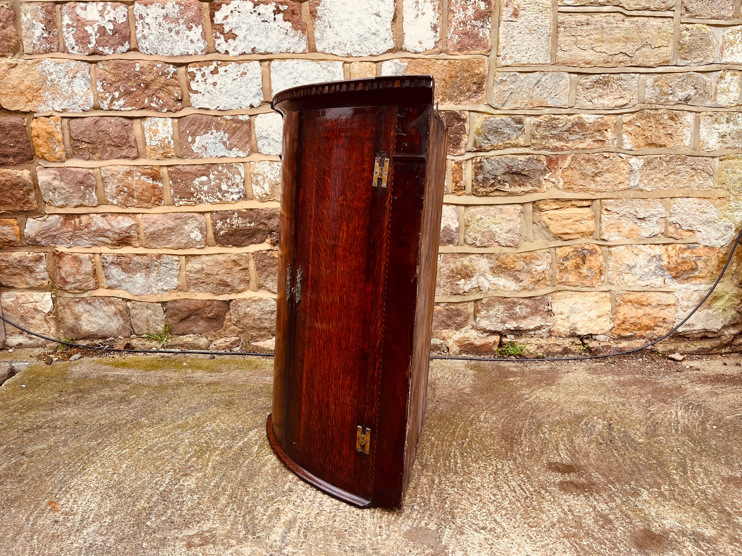 Antique Bow Front Corner Cupboard