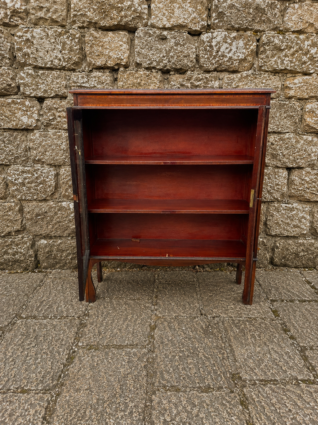 Edwardian Mahogany Inlaid Glazed Bookcase
