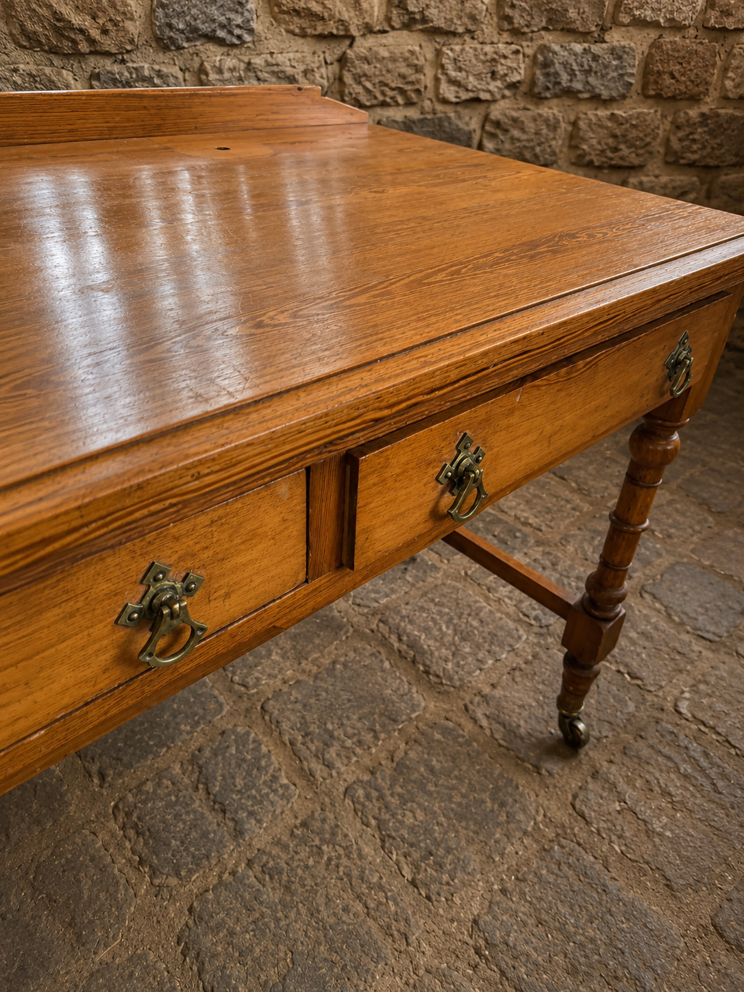 Antique Victorian Solid Oak Writing Desk c.1900