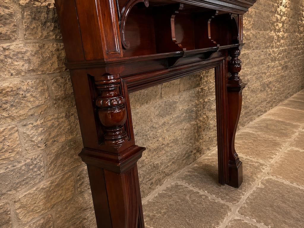 Victorian Mahogany Fireplace Surround | Antique English Fire Mantel | Architectural Salvage | Circa 1885–1905