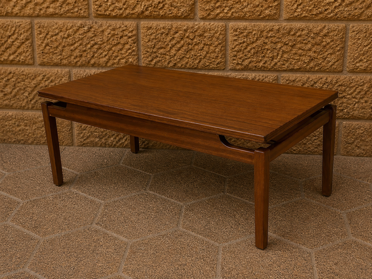 Mid Century Teak Coffee Table with Removable Tray – Scandinavian Style 1960s