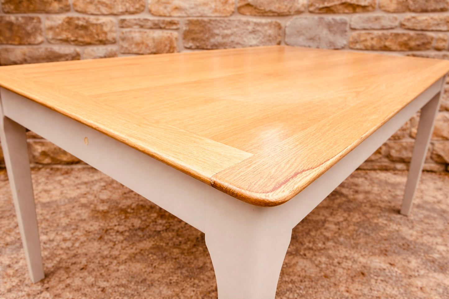 Rustic Farmhouse Dining Table with Natural Wood Top and Painted Base