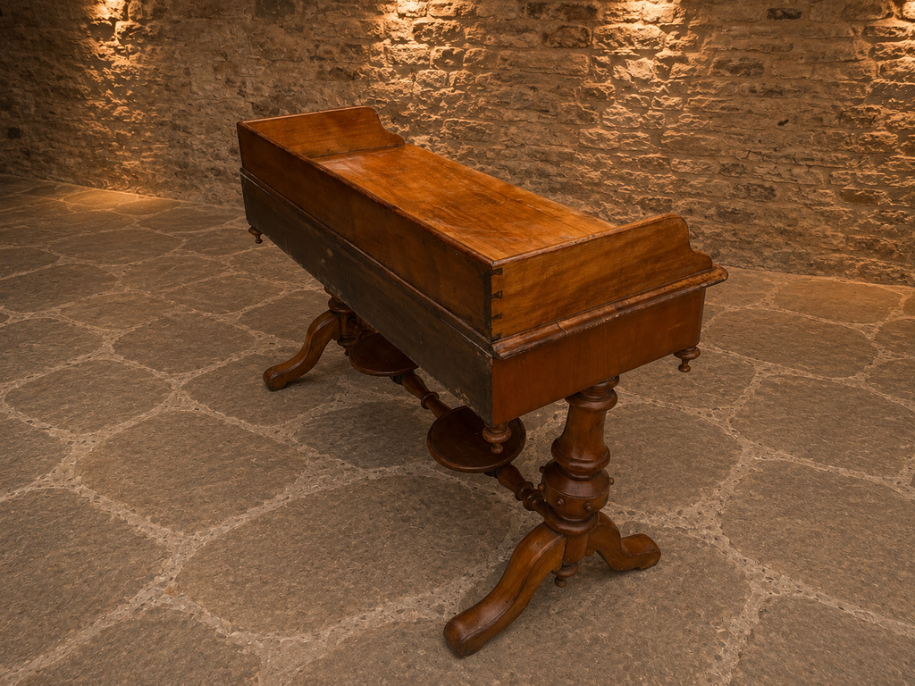 Antique Victorian Walnut Writing Table Desk c.1870 – Four Drawer Library Desk
