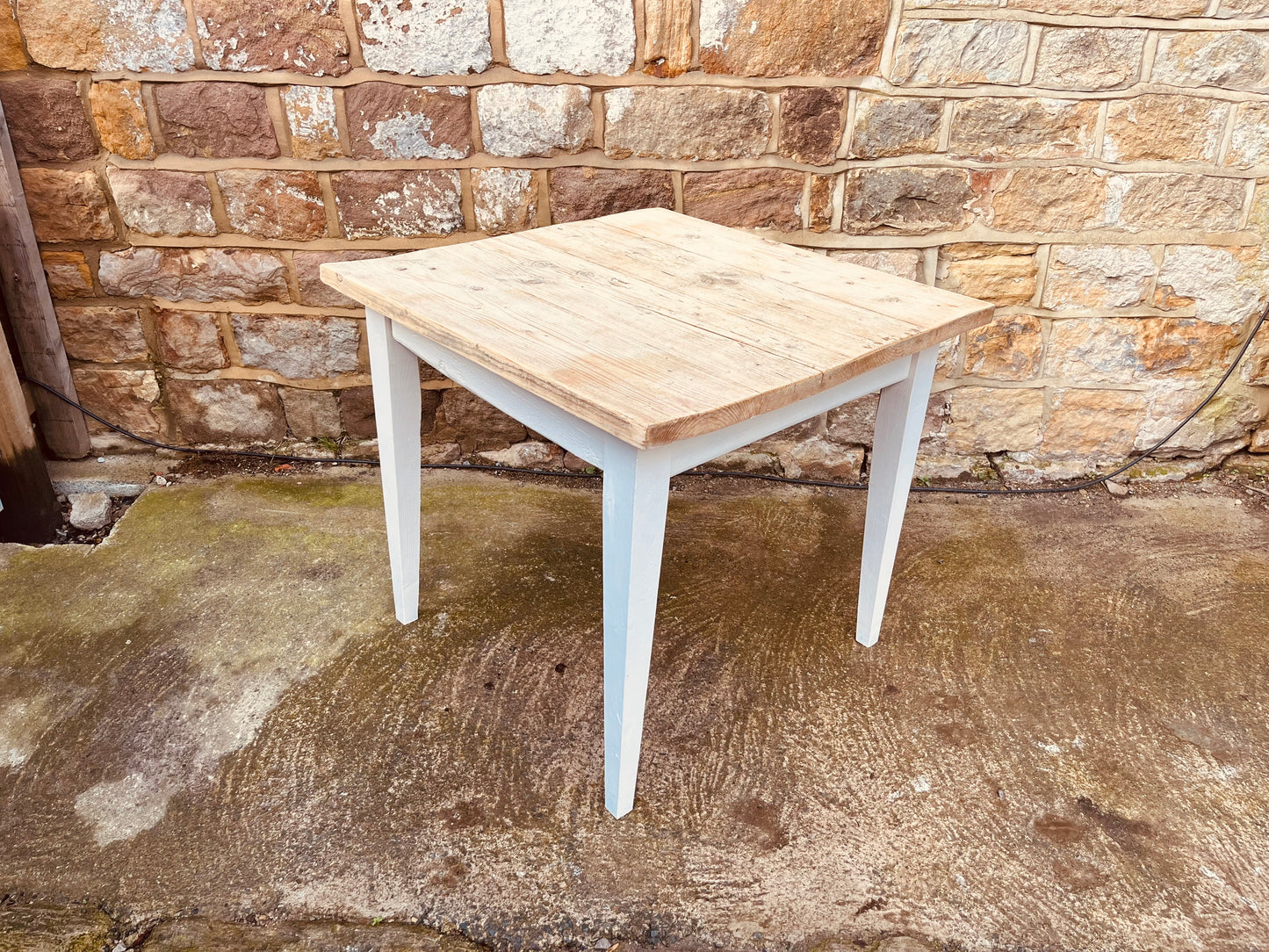 Vintage Farmhouse Kitchen Table with Natural Pine Top