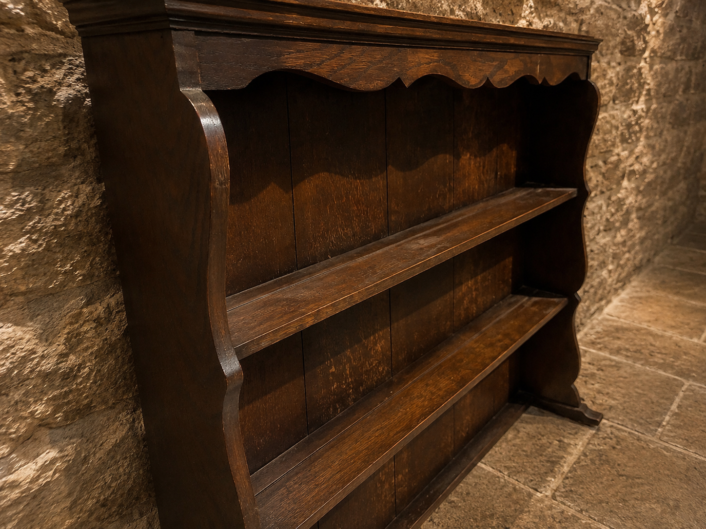 Early 20th Century Oak Plate Rack – Antique Country House Display Shelves