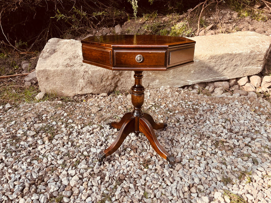 Georgian Style Octagonal Mahogany Lamp Table With Drawer