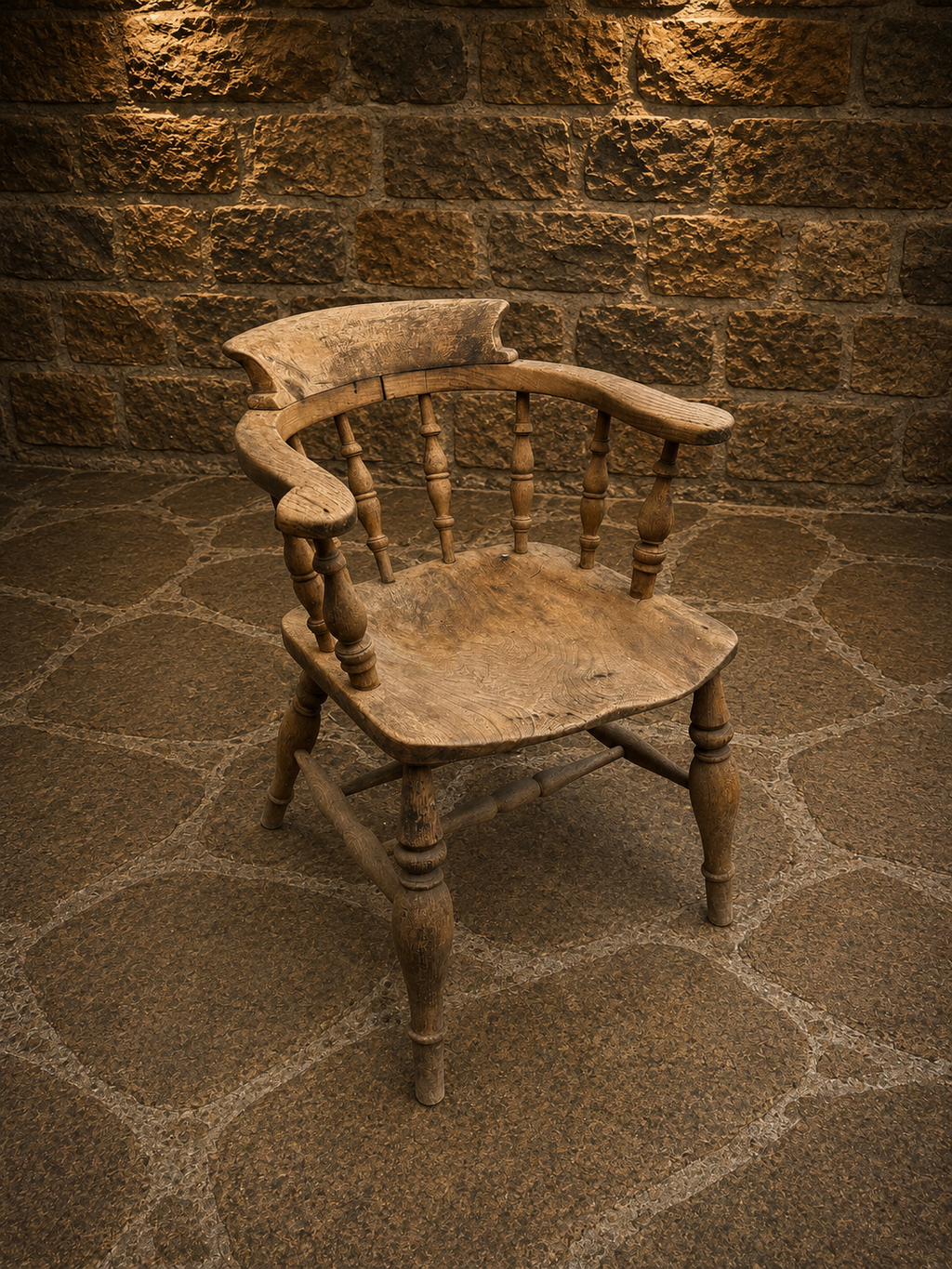 Antique Primitive Elm & Ash Smoker’s Bow Chair | English Country Captain’s Chair | Circa 1820–1860