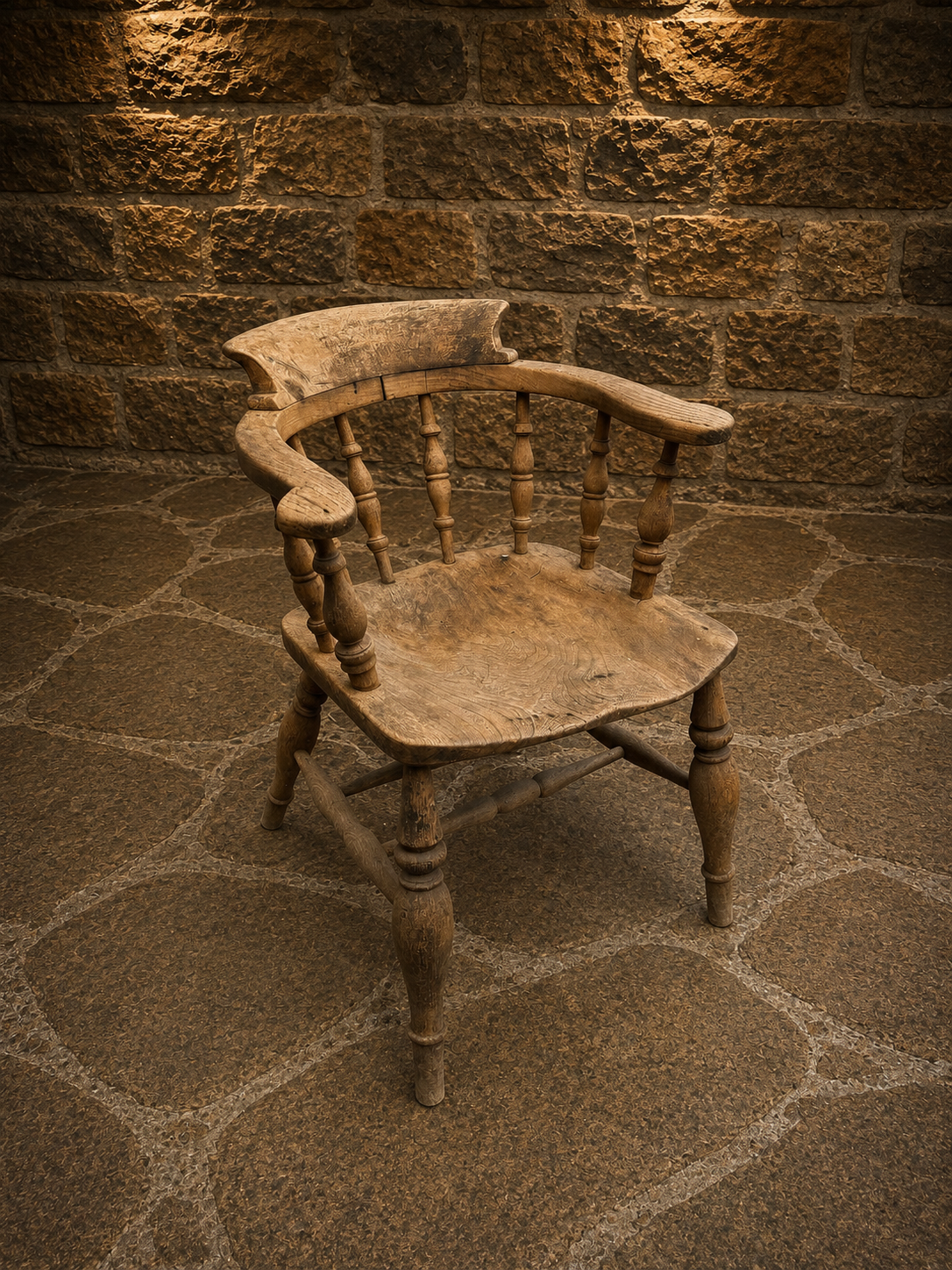 Antique Primitive Elm & Ash Smoker’s Bow Chair | English Country Captain’s Chair | Circa 1820–1860