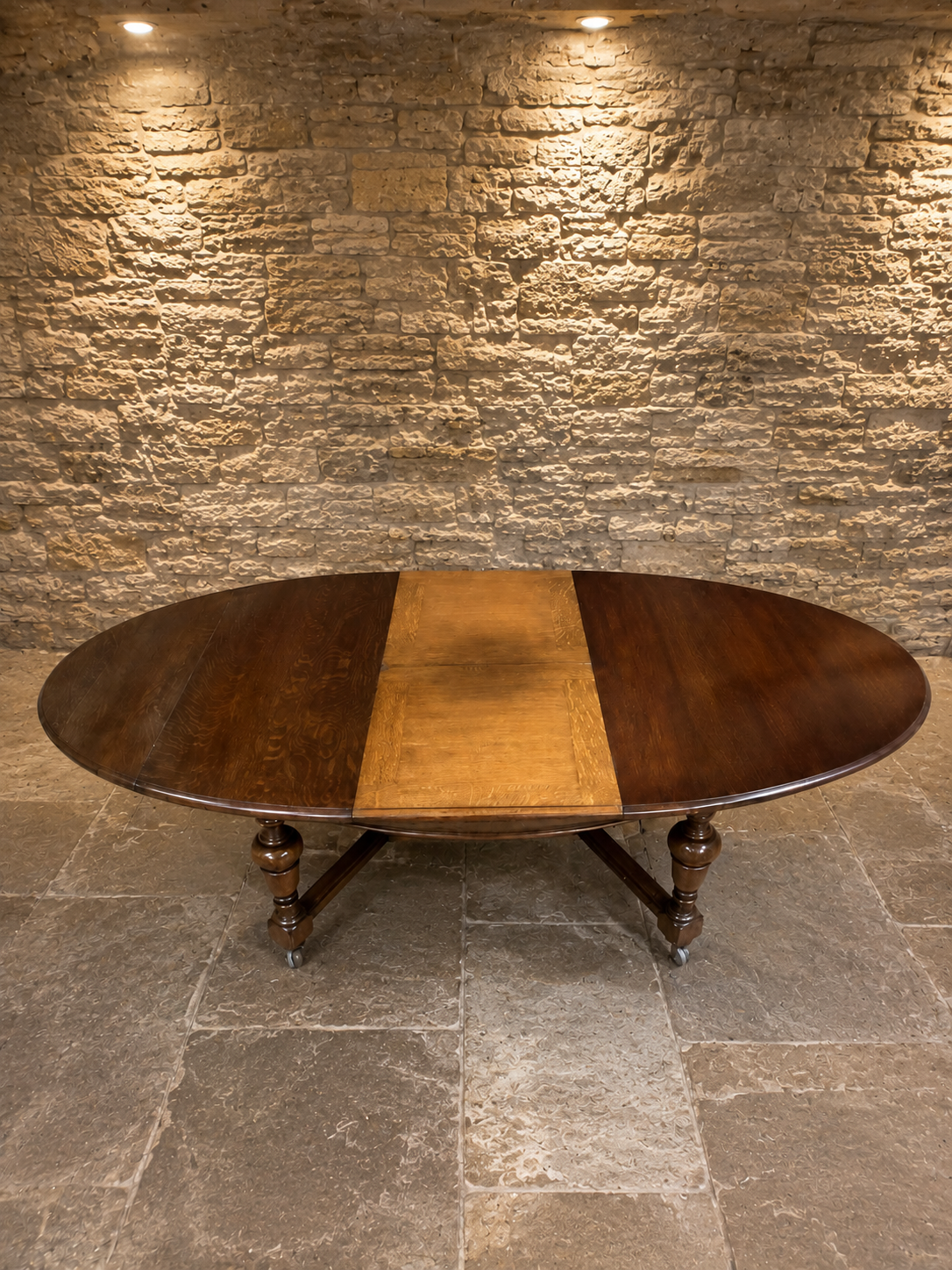Antique English Solid Oak Extending Dining Table | Oval Farmhouse Table | Circa 1920