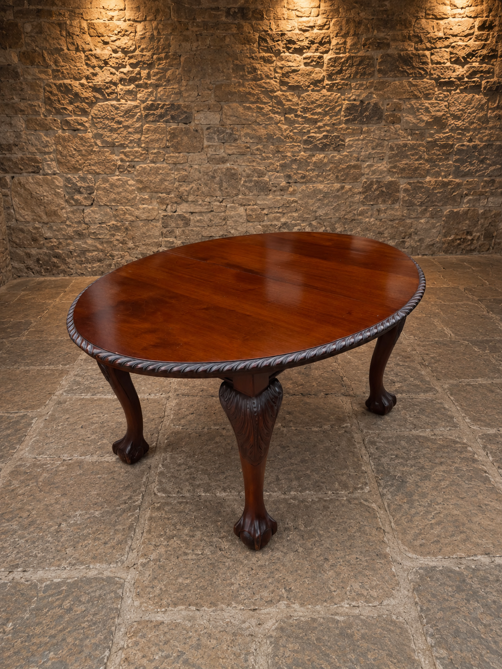 Antique Edwardian Chippendale Revival Mahogany Extending Dining Table
