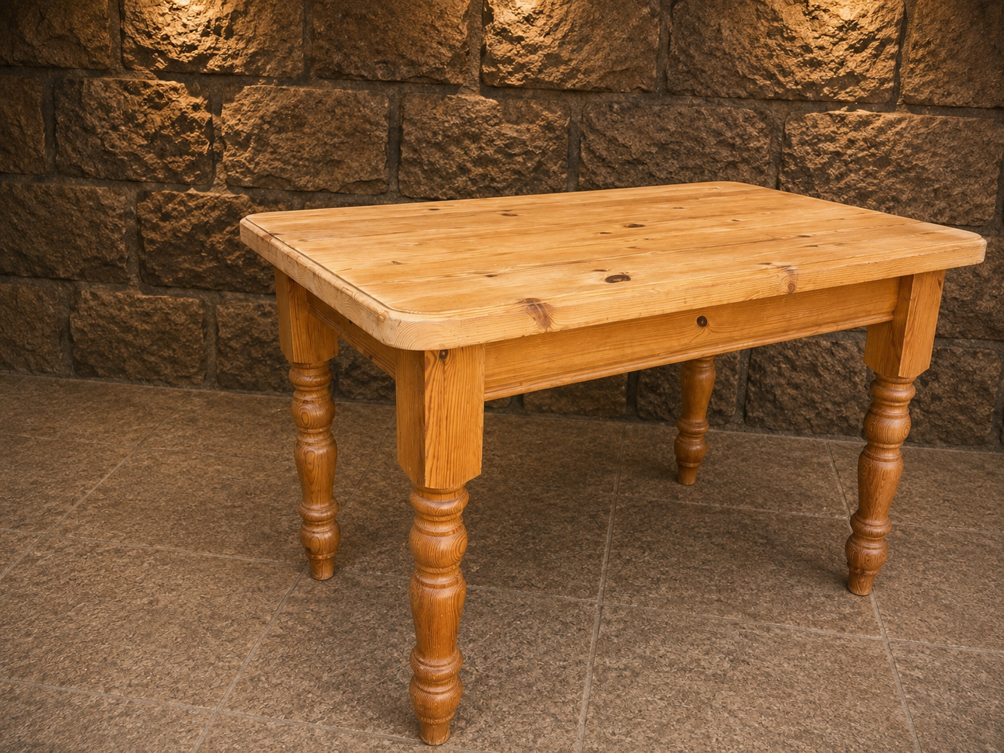 Vintage Solid Pine Farmhouse Kitchen Table