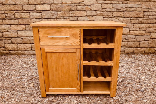 Solid Oak Wine Cabinet Sideboard with Storage