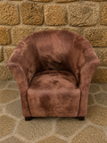 Brown Suede Tub Chair – Distressed Effect Upholstered Accent Armchair
