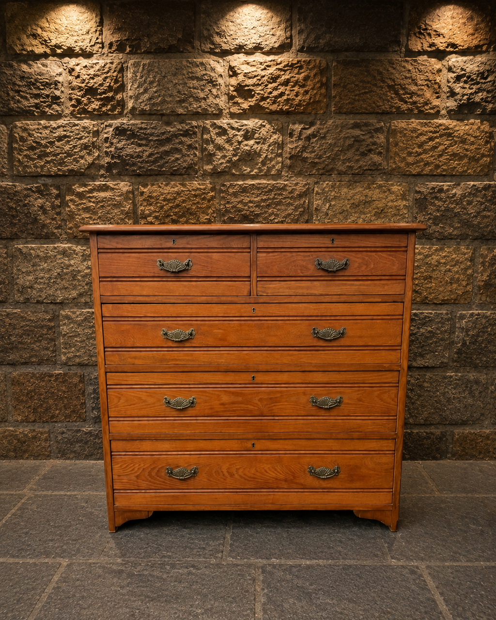Antique Victorian Pine Chest of Drawers – Circa 1890 – Country House Five Drawer Chest