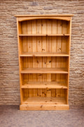 Rustic Solid Pine Bookcase – Wide Farmhouse Shelving Unit