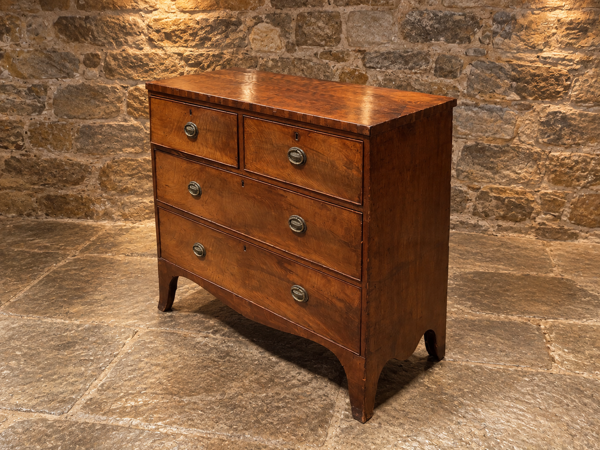 Antique Burr Walnut Chest of Drawers – Georgian Regency c.1810–1830